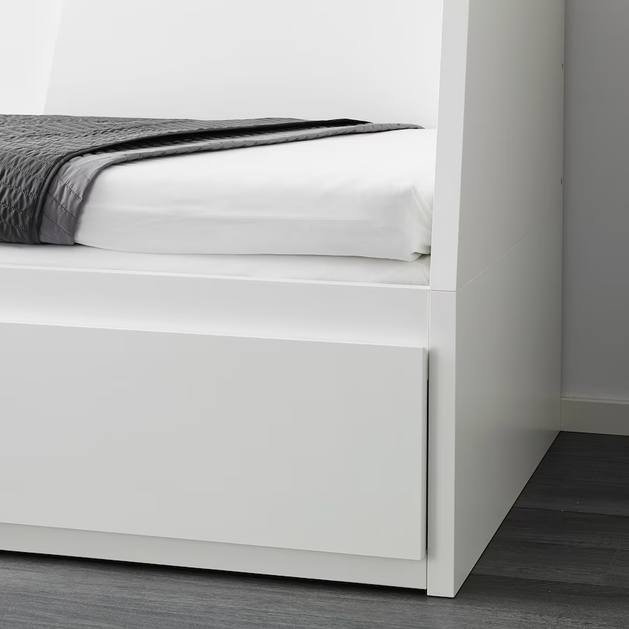 IKEA FLEKKE Day-bed frame with 2 drawers, White, 80×200 cm
