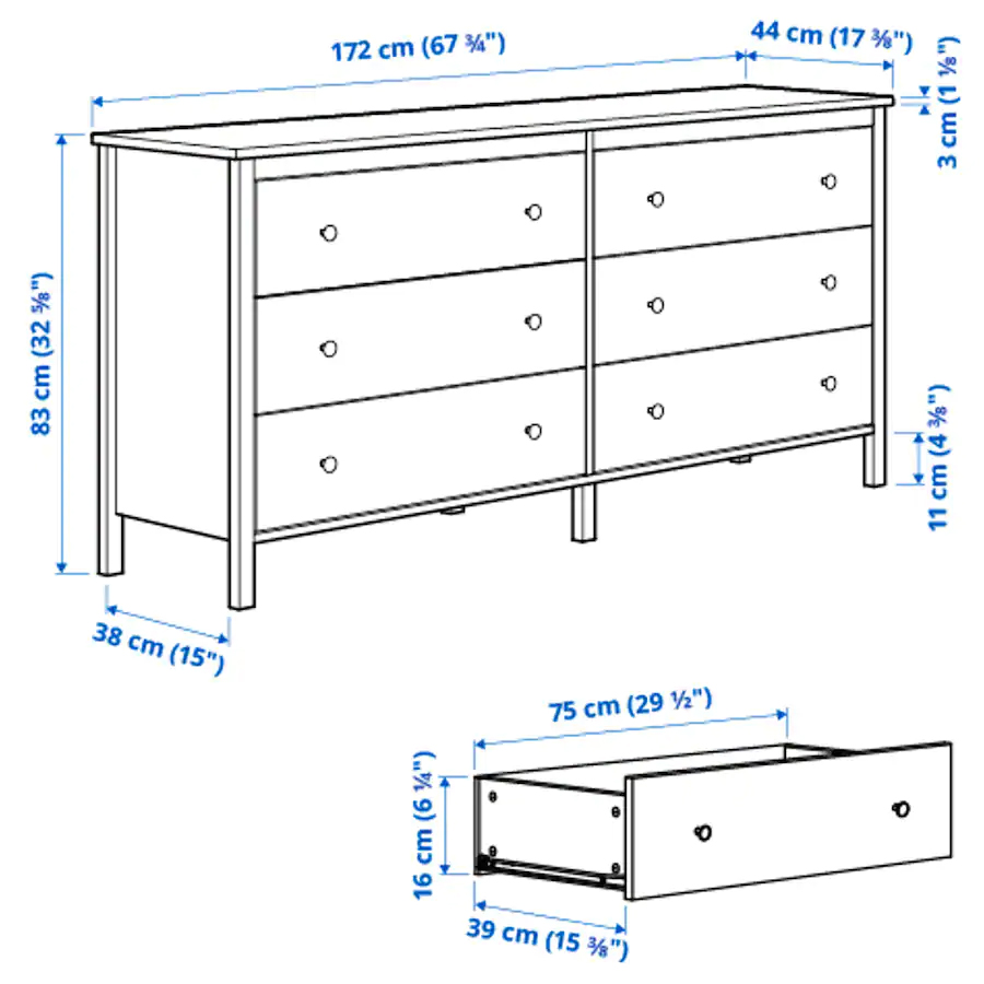 IKEA KOPPANG Chest of 6 drawers, White, 172x83cm