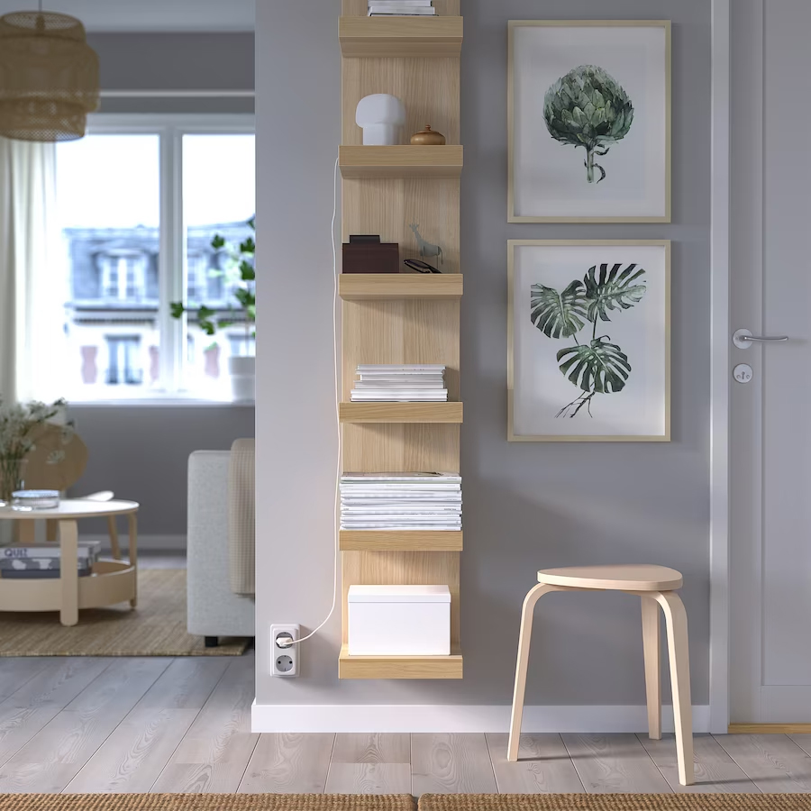 IKEA LACK Wall shelf unit, 30×190 cm - White stained oak effect