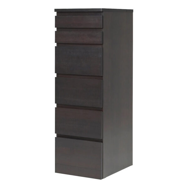 IKEA MALM Chest of 6 drawers with mirror, 40×123 cm - Black-brown/Mirror glass