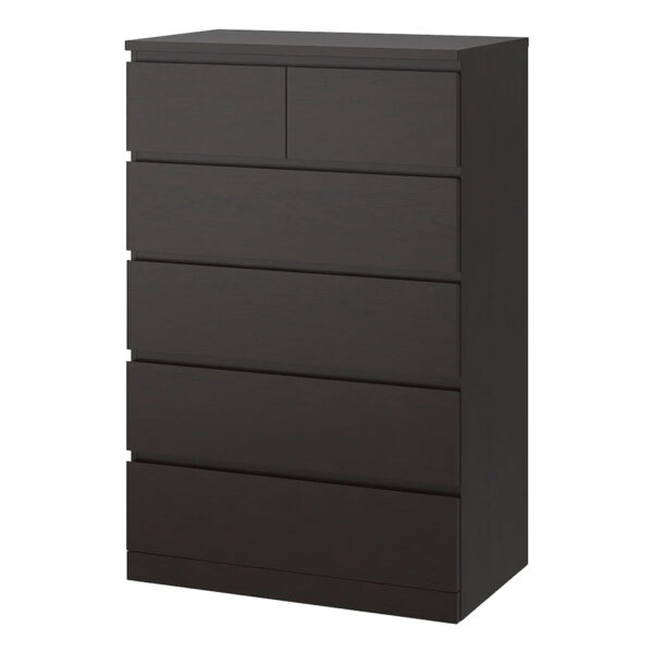 IKEA MALM Chest of 6 drawers, 80×123 cm - Black-brown