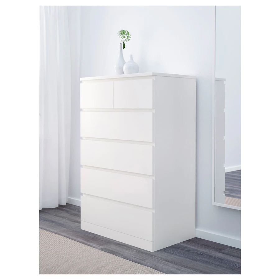IKEA MALM Chest of 6 drawers, 80×123 cm - White