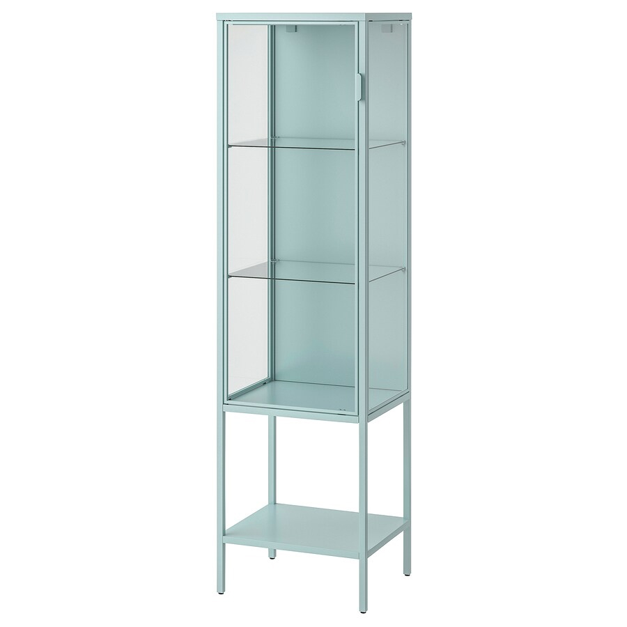 IKEA RUDSTA Glass-door cabinet, 42x37x155 cm - Light turquoise