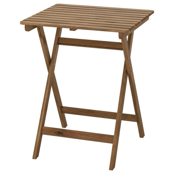 IKEA ASKHOLMEN Table, Outdoor, Foldable, Light brown stained, 60×62 cm