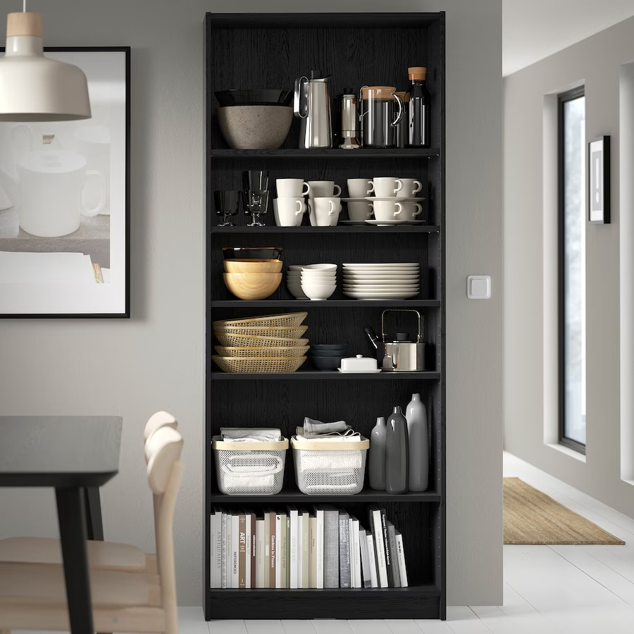 IKEA BILLY Bookcase, 80x28x202 cm - Black oak effect