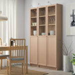 IKEA BILLY Bookcase, 40x28x202 cm - White stained oak veneer