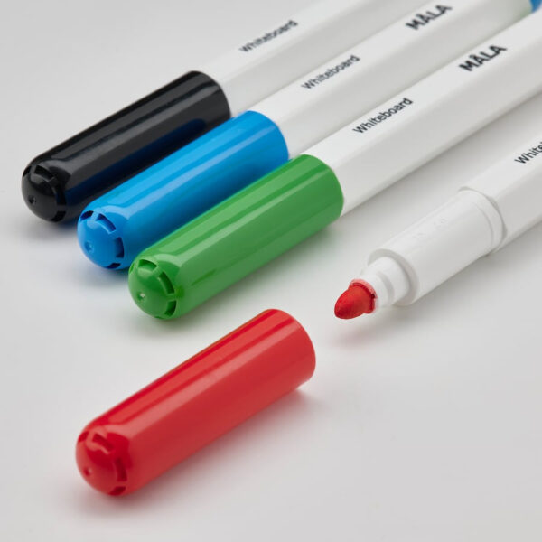 IKEA MALA Whiteboard pen with holder/eraser, Mixed colours/4 pieces