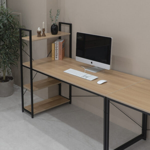 GAGU MAGER Desk with shelving unit - Teak/Black