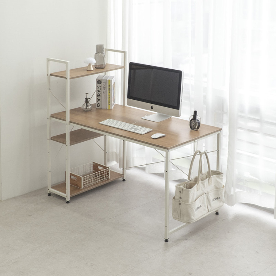 GAGU MAGER Desk with shelving unit - Teak/White