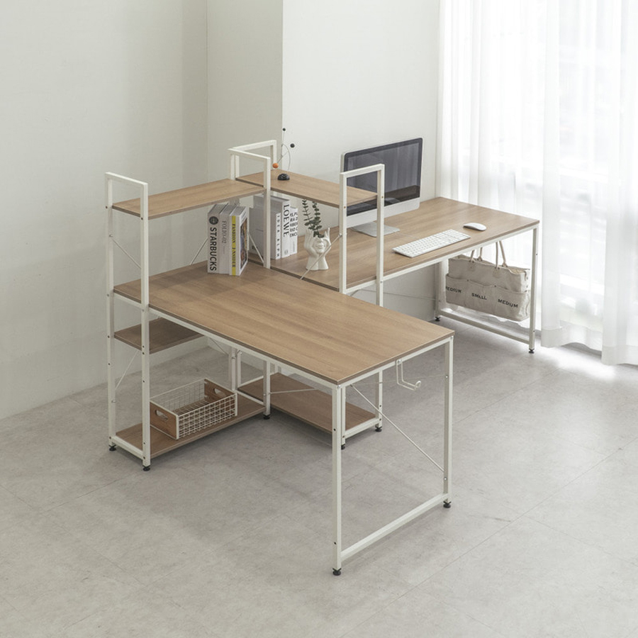 GAGU MAGER Desk with shelving unit - Teak/White
