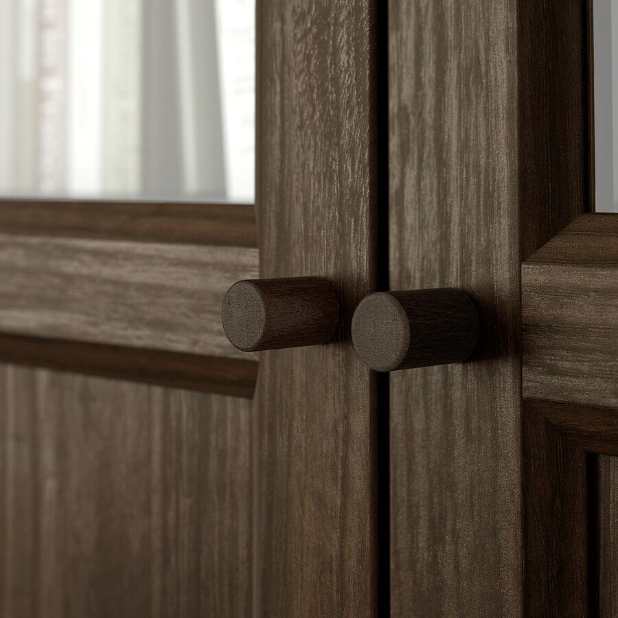 IKEA OXBERG Panel/Glass door, 40×192 cm - Dark brown oak effect