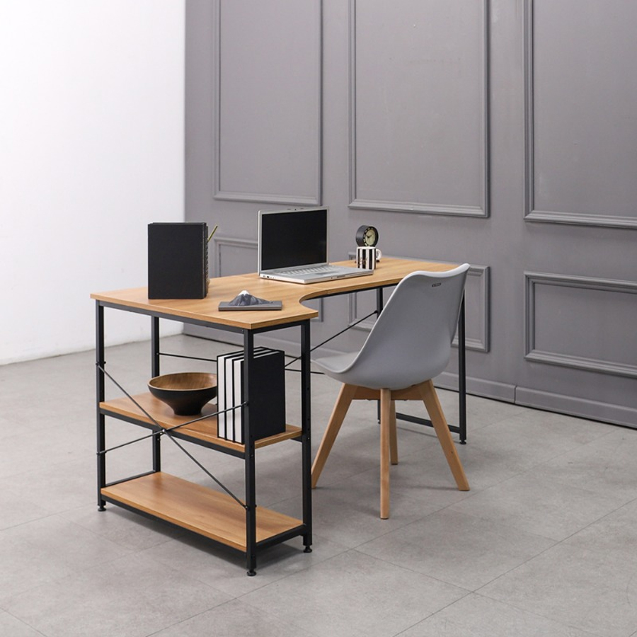 GAGU WIDUS L-shaped desk 1480 Teak/Black