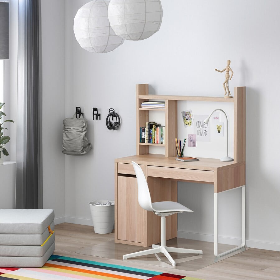 IKEA MICKE Add-on unit high, 105×65 cm White stained oak effect