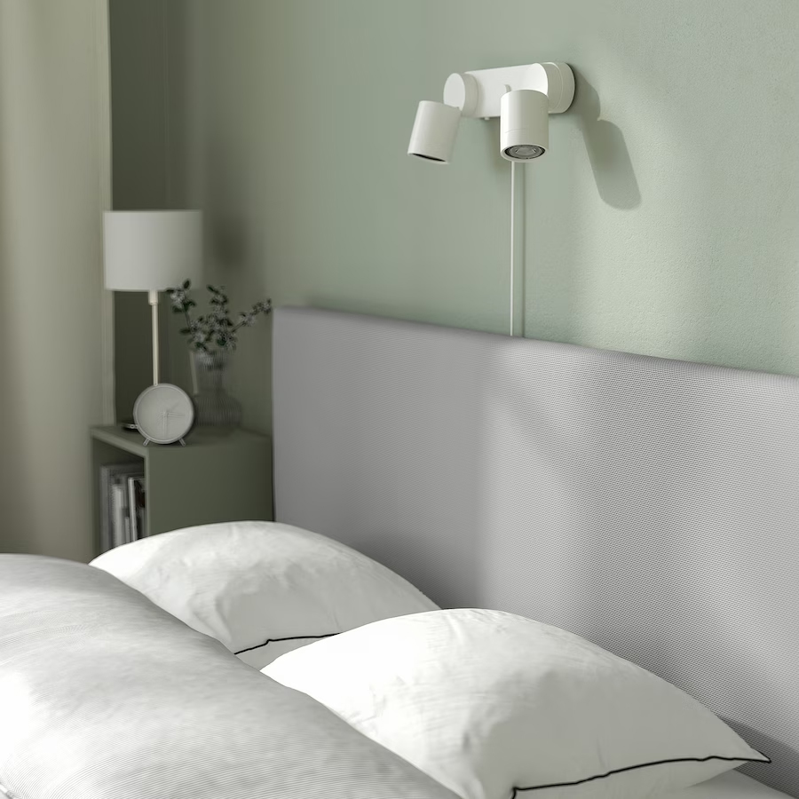 IKEA GLADSTAD Upholstered bed frame, Kabusa light grey, 150×200 cm