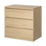 IKEA MALM Chest of 3 drawers, 80×78 cm White stained oak veneer