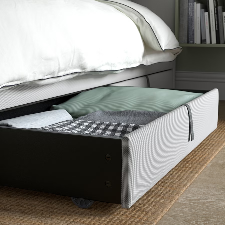 IKEA GLADSTAD Upholstered bed storage box, Kabusa light grey