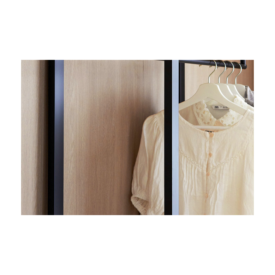 GAGU ROOMING Open wardrobe 1-tier hanger clothes rack 800, Oak/Black