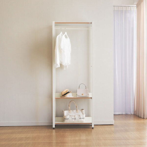 GAGU ROOMING Open wardrobe 1-tier hanger clothes rack 800, White/White