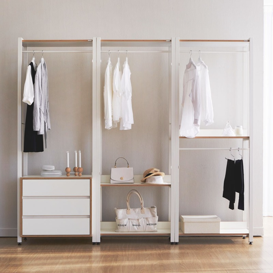 GAGU ROOMING Open wardrobe set D, White/White